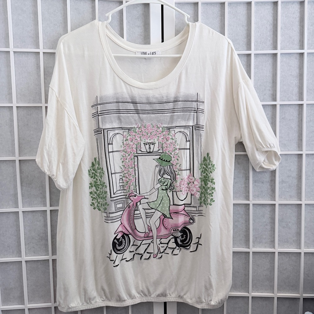 Graphic Scooter Tunic with rhinestone Accents